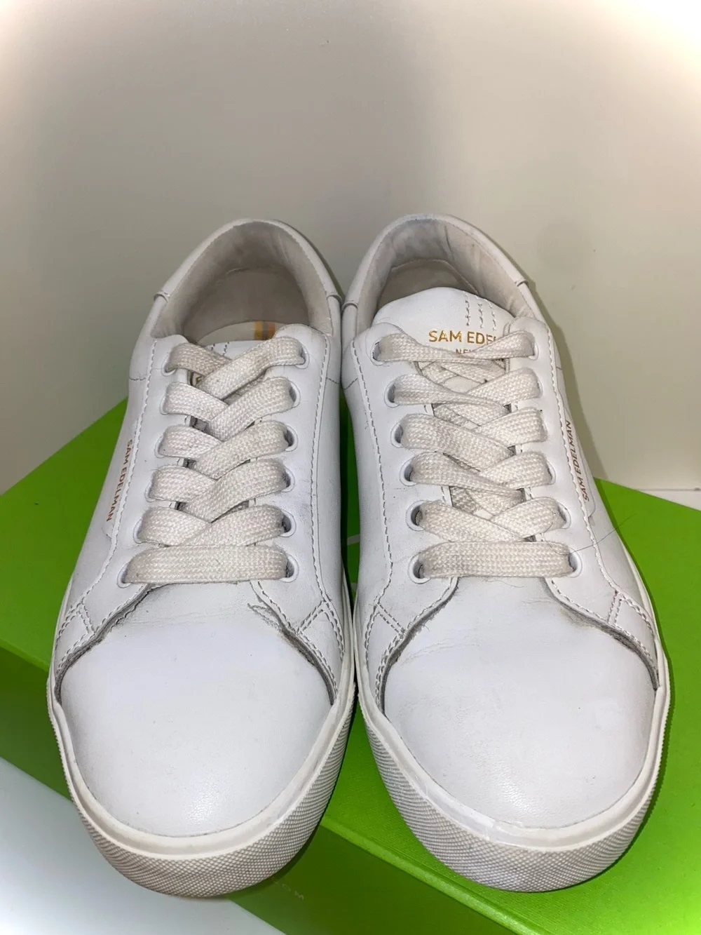 Sam Edelman White Leather Low-Top Sneakers
